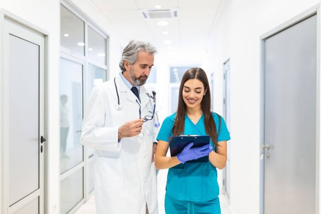 University of Utah pa program, medics discussing on hallway